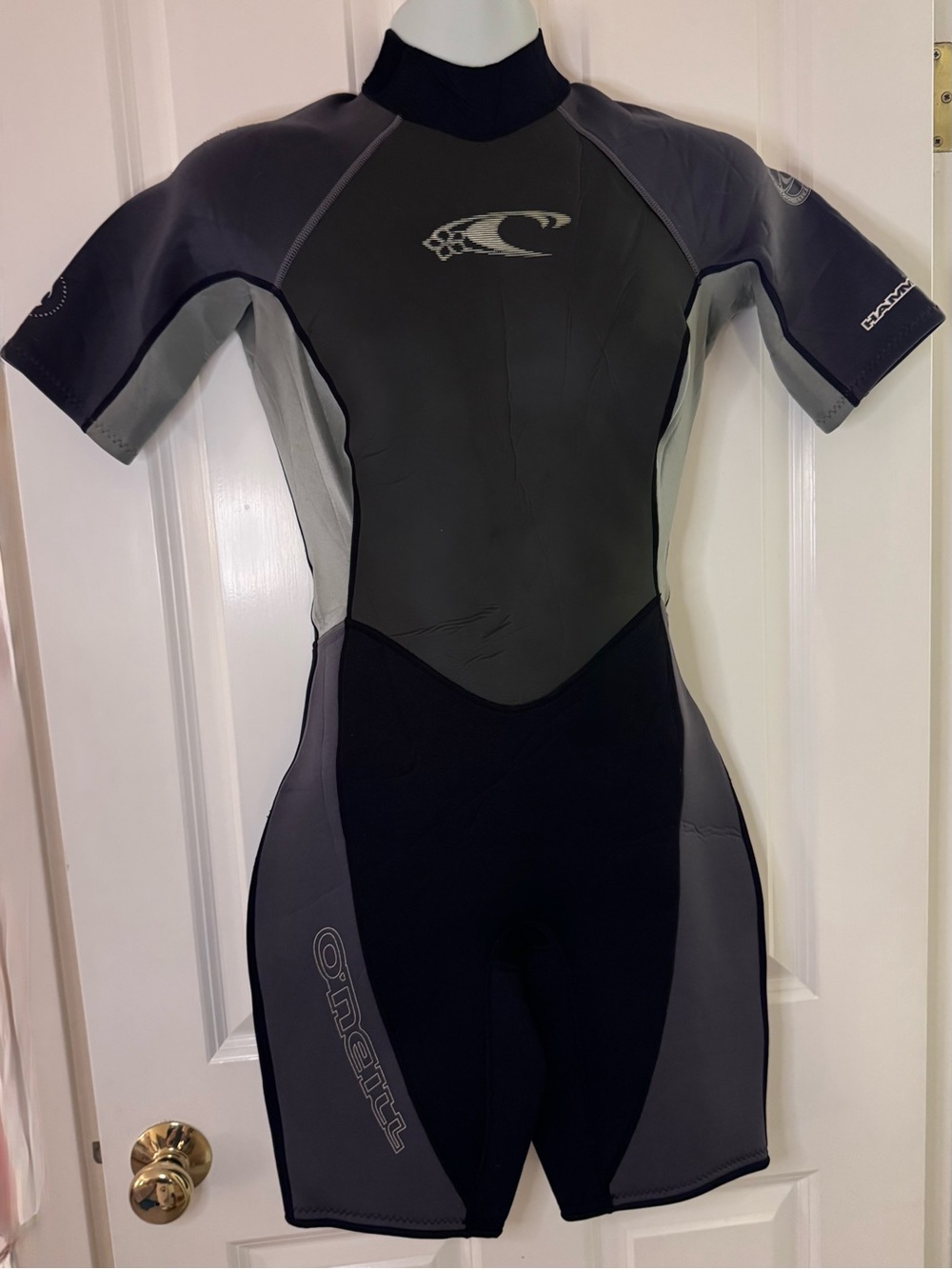 O'Neill Women's Short Sleeve Neoprene Wetsuit Size 14 in Black and Gray